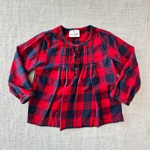 Hanna Andersson Red Plaid Top EUC 3T
